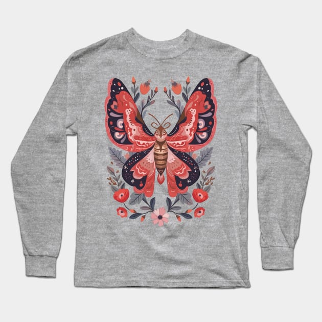 Folk Art Butterfly Long Sleeve T-Shirt by Enyr's little witchy corner